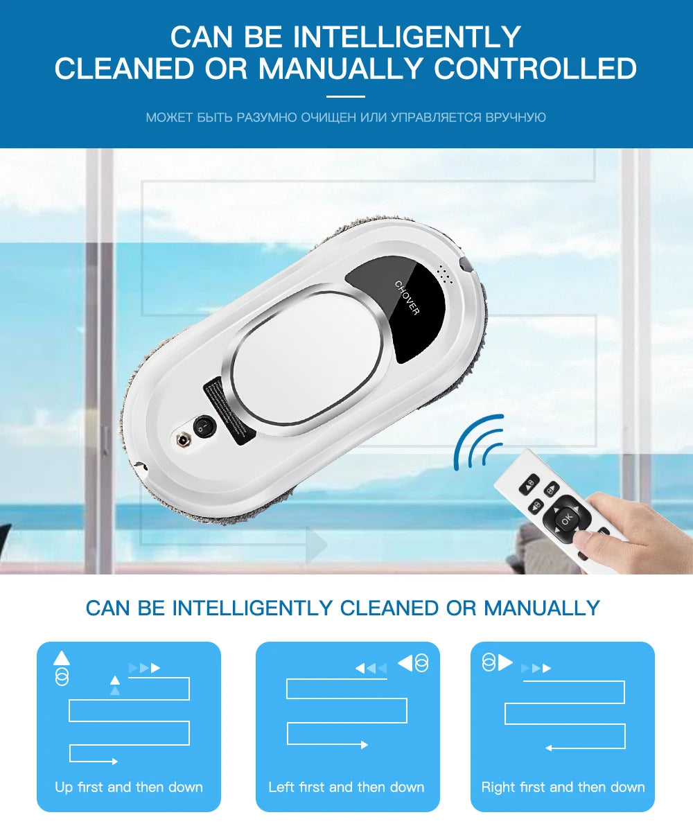 Chovery Vacuum Cleaner Window Remote Control Robot Window Cleaner Electric Glass Window Cleaning Robot For Home