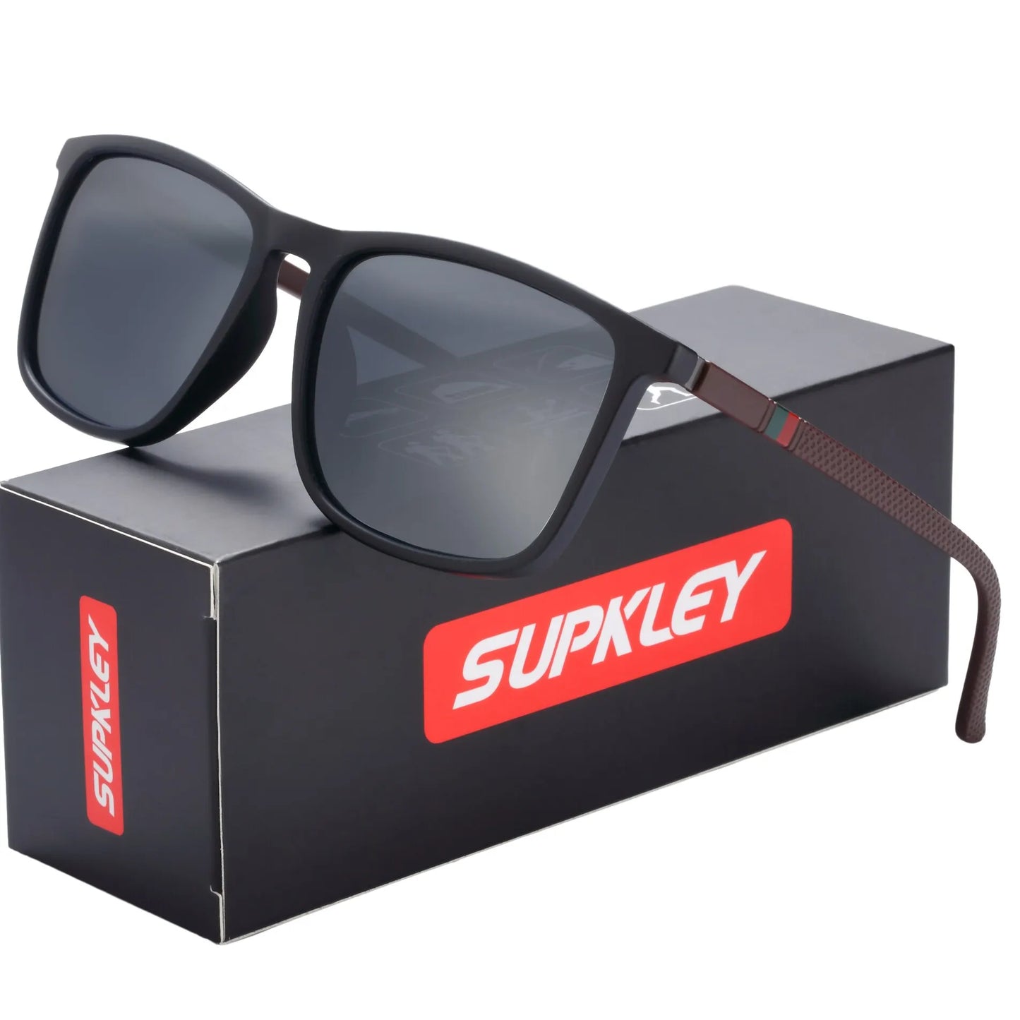 SUPKLEY Sports Sunglasses for Men Polarized Comfortable Wear Square Sun Glasses Male Lightweight Eyewear Accessory with Original