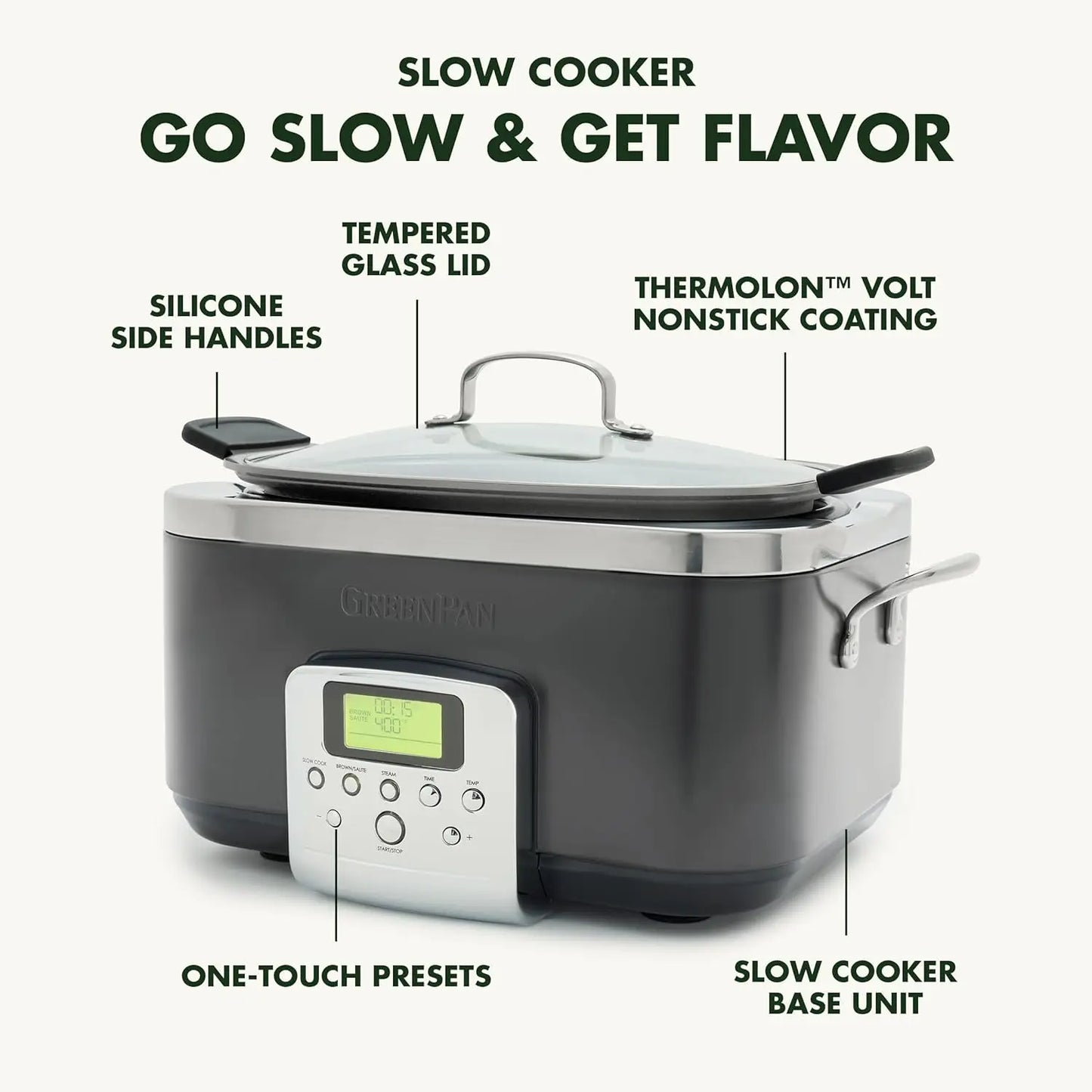 Elite 8 - in -1 Programmable 6QT Electric Slow Cooker, Dishwasher Safe Lid & Removable Crock, PFAS-Free Healthy Ceramic