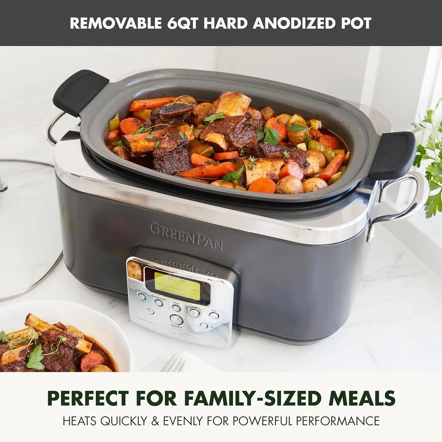 Elite 8 - in -1 Programmable 6QT Electric Slow Cooker, Dishwasher Safe Lid & Removable Crock, PFAS-Free Healthy Ceramic