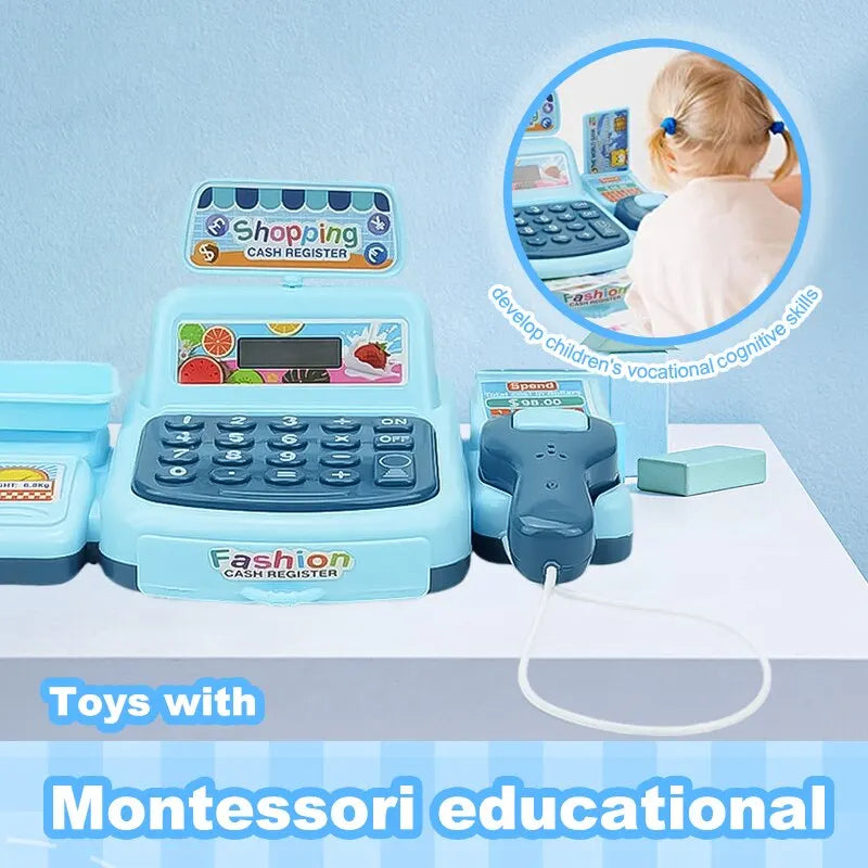 Simulation Shopping Cash House Toys Electronic Game Lighting And Sound Effects Supermarket Cashier Toys