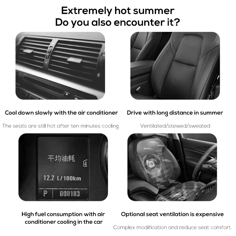 Portable Car Seat Fan for Front Rear Seat Passenger USB Powered Car Headrest Cooling Air Fan Adjustable Strap Car Interior Fan