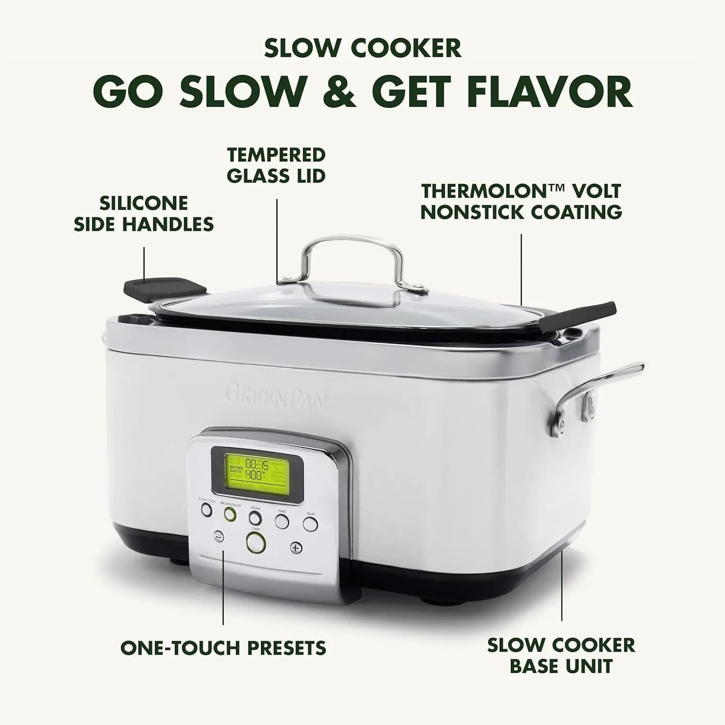 Elite 8 - in -1 Programmable 6QT Electric Slow Cooker, Dishwasher Safe Lid & Removable Crock, PFAS-Free Healthy Ceramic