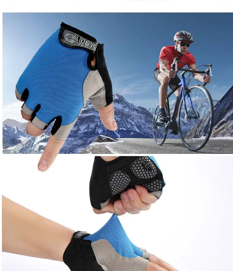 Men Cycling Bicycle Gloves Half Finger Gym Gloves Women Mitten Breathable Anti-slip Glove Fitness Sport Training Gloves