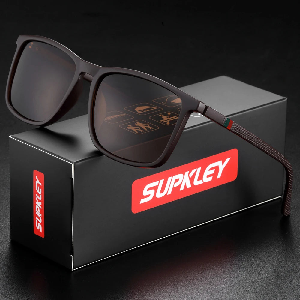 SUPKLEY Sports Sunglasses for Men Polarized Comfortable Wear Square Sun Glasses Male Lightweight Eyewear Accessory with Original