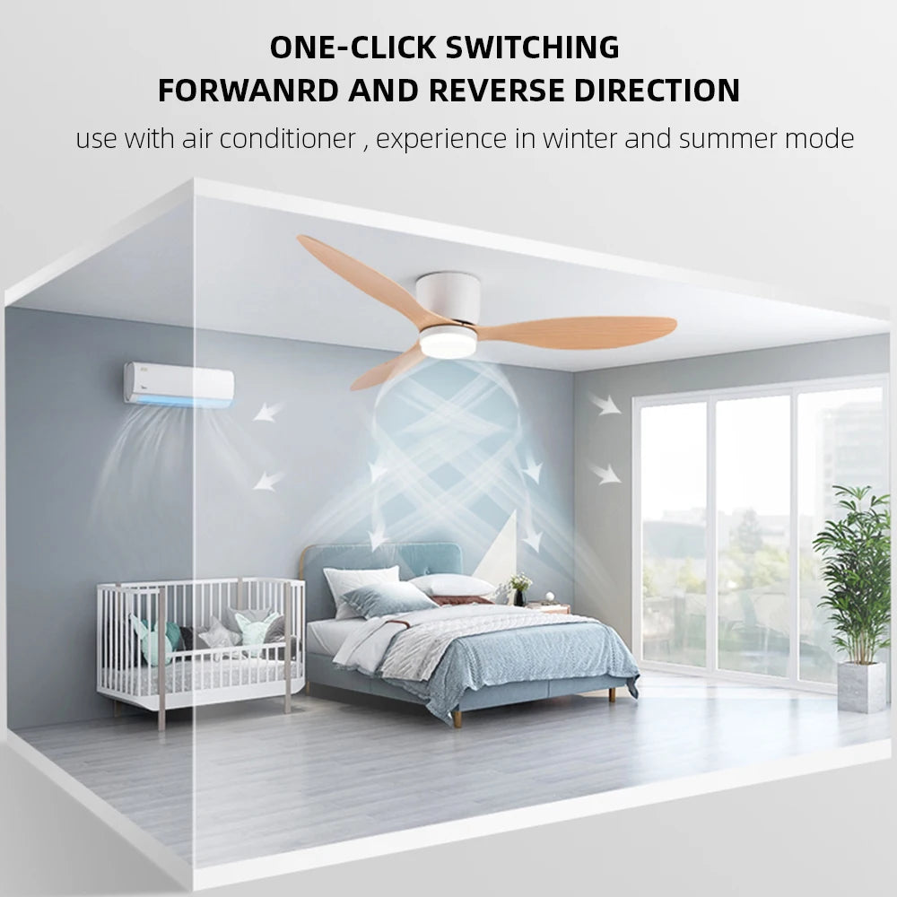 IRALAN Modern Ceiling Fan with LED Light DC motor Large Air Volume Remote Control for Kitchen Bedroom Dining room Patio