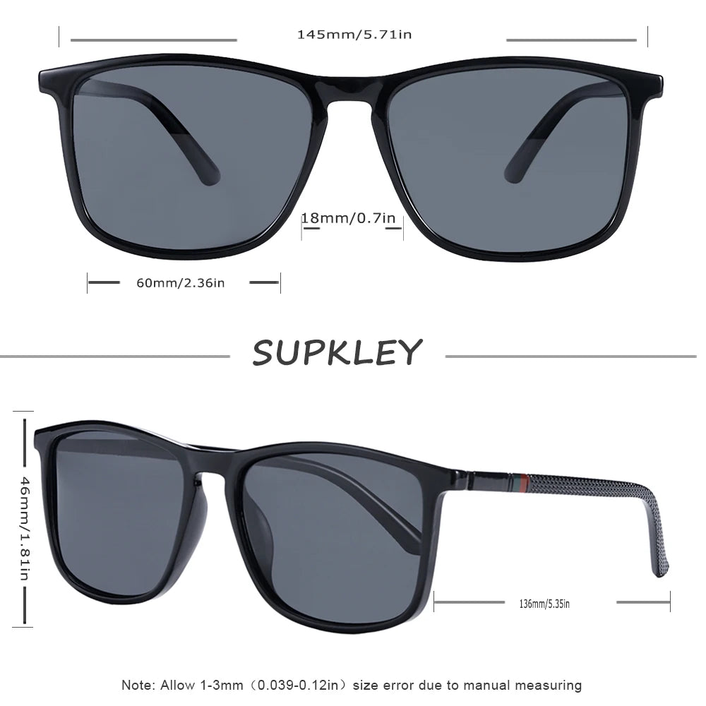 SUPKLEY Sports Sunglasses for Men Polarized Comfortable Wear Square Sun Glasses Male Lightweight Eyewear Accessory with Original