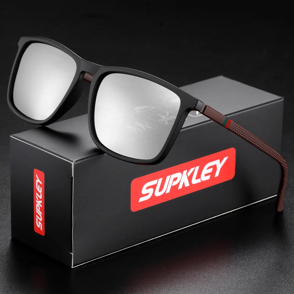 SUPKLEY Sports Sunglasses for Men Polarized Comfortable Wear Square Sun Glasses Male Lightweight Eyewear Accessory with Original