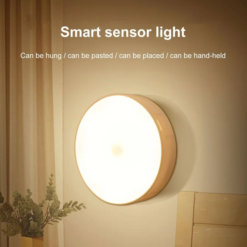 LED Smart Human Body Sensor Night Lamp Emergency Automatic Lighting USB Charging Wireless Magnetic Suction Use Night Light