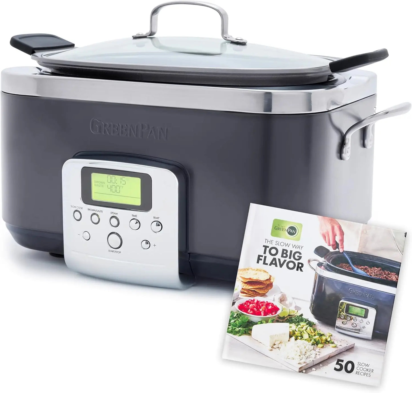 Elite 8 - in -1 Programmable 6QT Electric Slow Cooker, Dishwasher Safe Lid & Removable Crock, PFAS-Free Healthy Ceramic