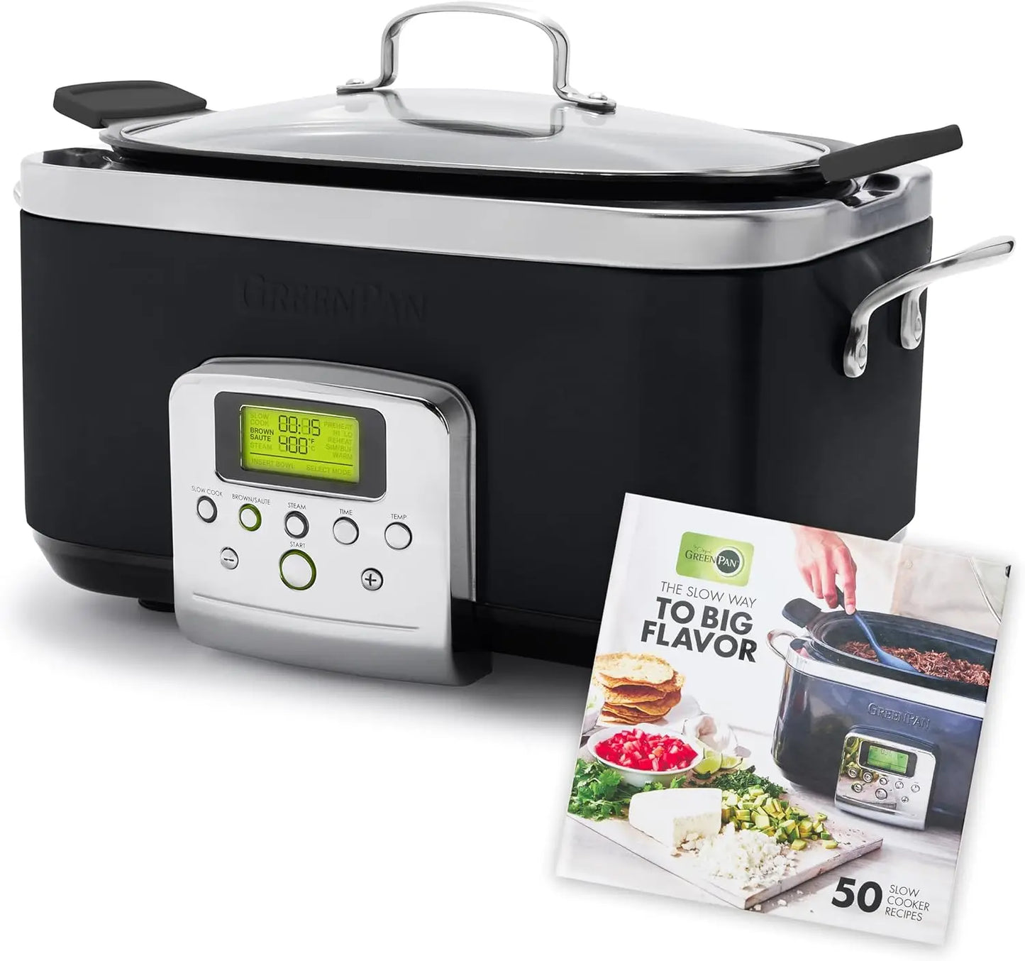 Elite 8 - in -1 Programmable 6QT Electric Slow Cooker, Dishwasher Safe Lid & Removable Crock, PFAS-Free Healthy Ceramic