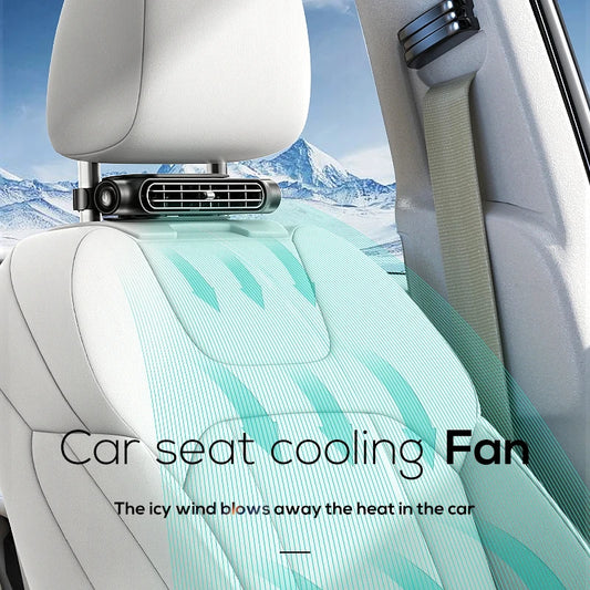 Portable Car Seat Fan for Front Rear Seat Passenger USB Powered Car Headrest Cooling Air Fan Adjustable Strap Car Interior Fan