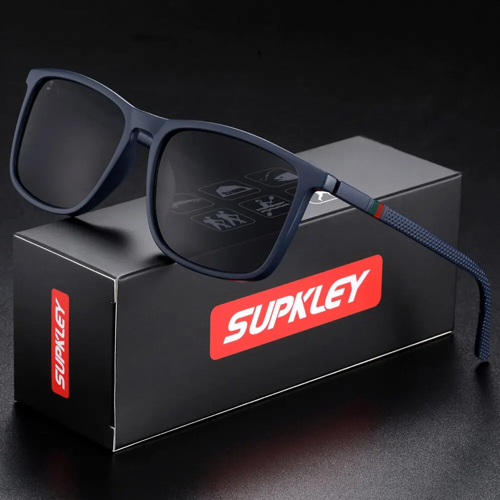 SUPKLEY Sports Sunglasses for Men Polarized Comfortable Wear Square Sun Glasses Male Lightweight Eyewear Accessory with Original