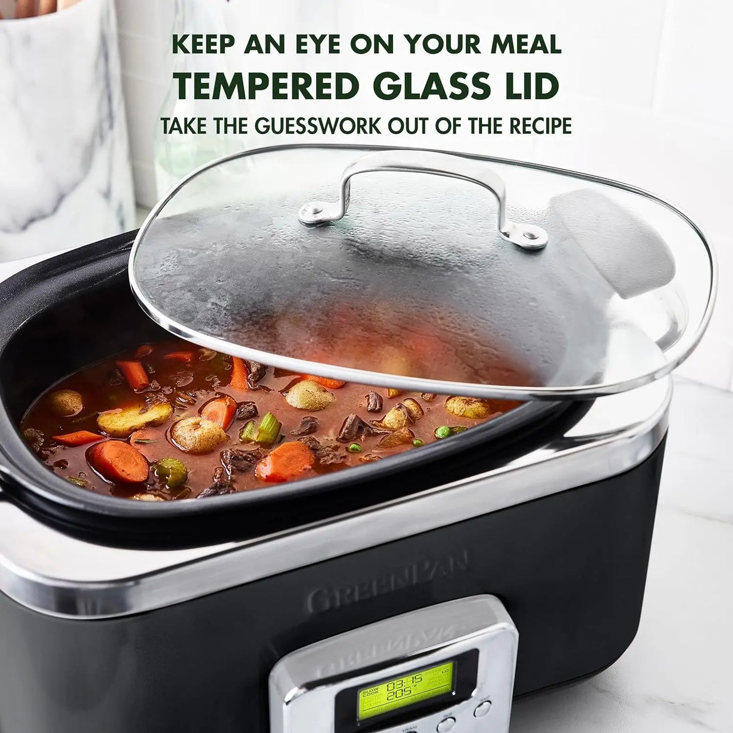 Elite 8 - in -1 Programmable 6QT Electric Slow Cooker, Dishwasher Safe Lid & Removable Crock, PFAS-Free Healthy Ceramic