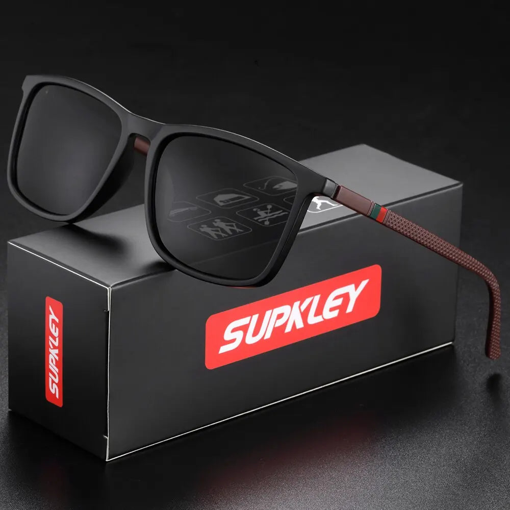 SUPKLEY Sports Sunglasses for Men Polarized Comfortable Wear Square Sun Glasses Male Lightweight Eyewear Accessory with Original