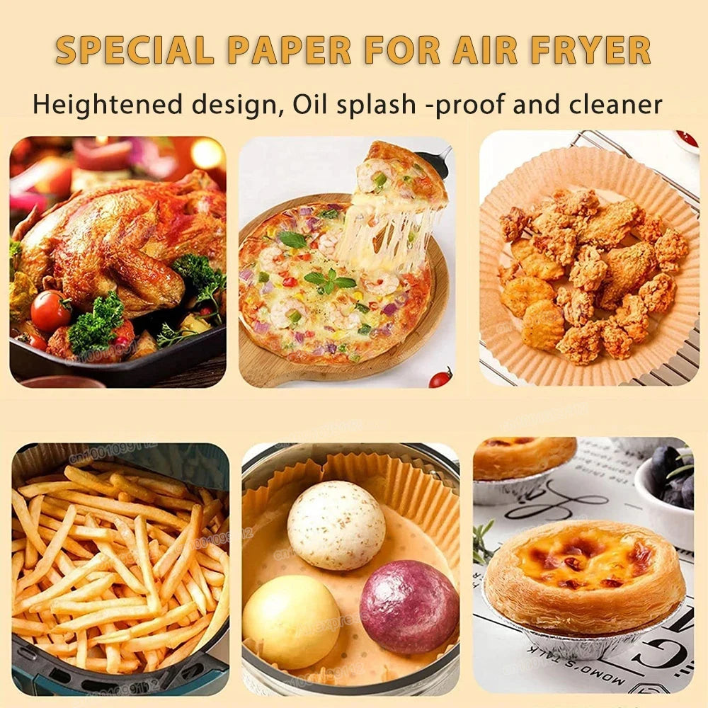 50/100Pcs Air F50/100Pcs ryer Disposable Paper Non-Stick Airfryer Baking Papers Round Air-Fryer Paper Liners Paper Kitchen Accessories