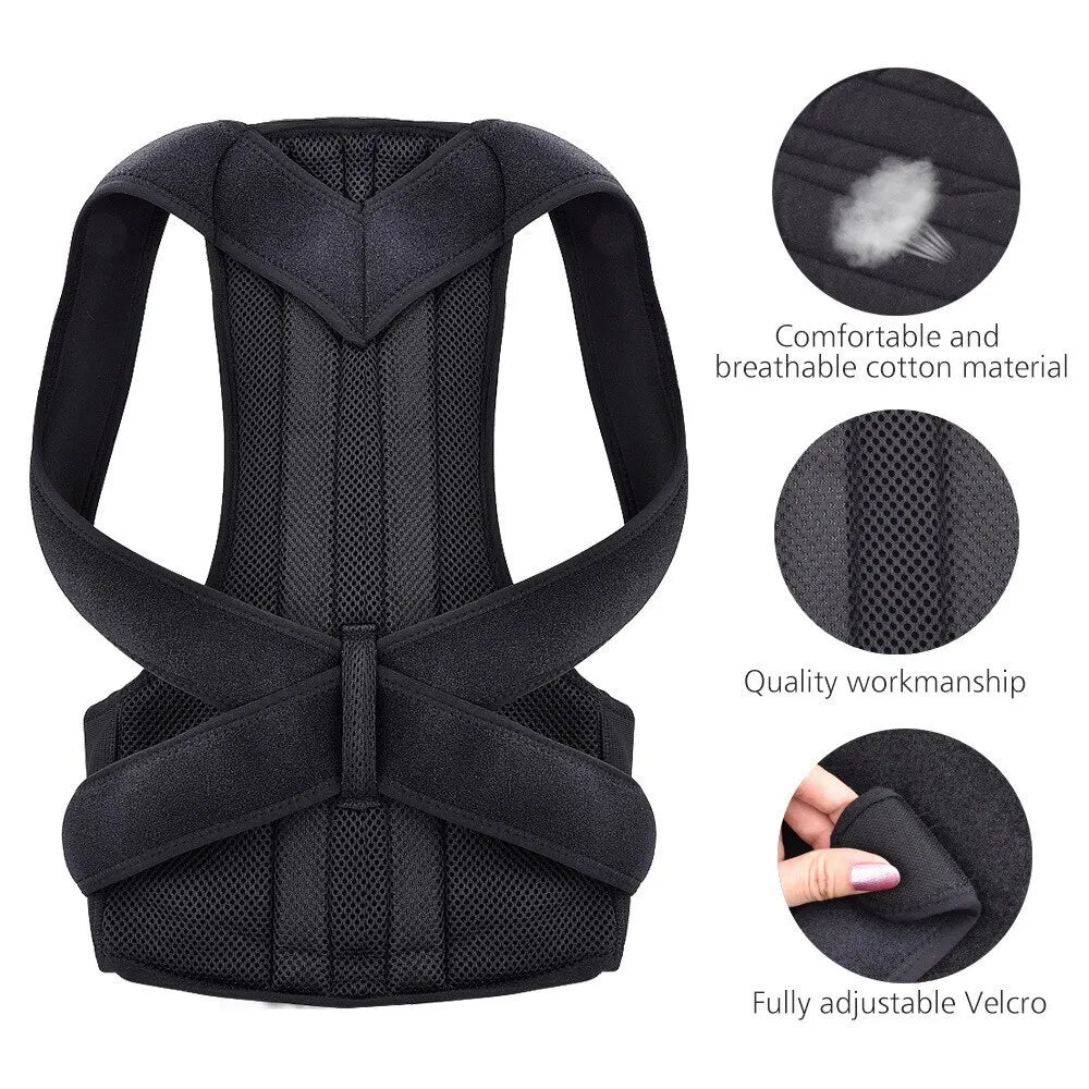 Adjustable Back Posture Corrector With Breathable Shoulder And Waist Support Straps For Boys And Girls To Relieve Back Pain