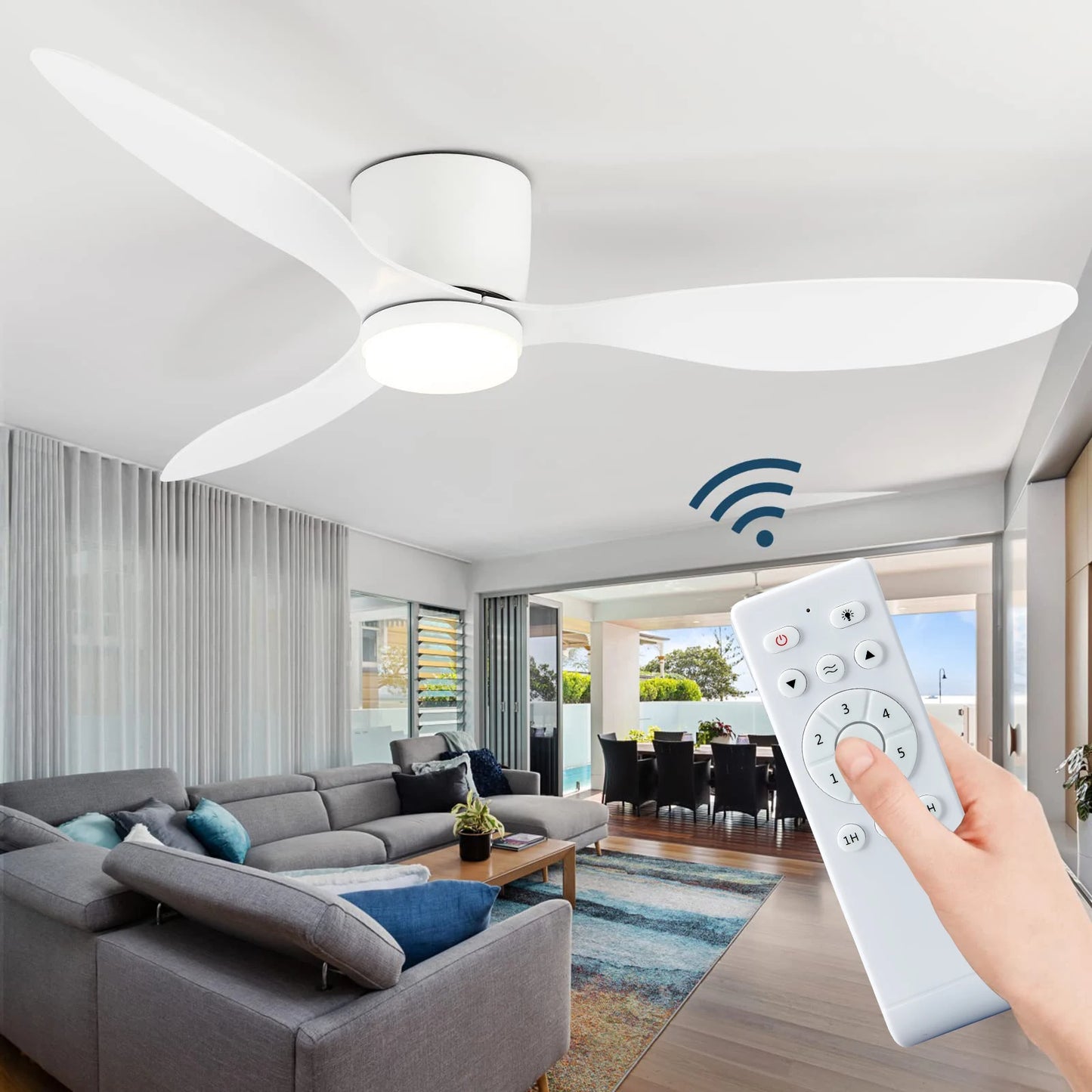 IRALAN Modern Ceiling Fan with LED Light DC motor Large Air Volume Remote Control for Kitchen Bedroom Dining room Patio