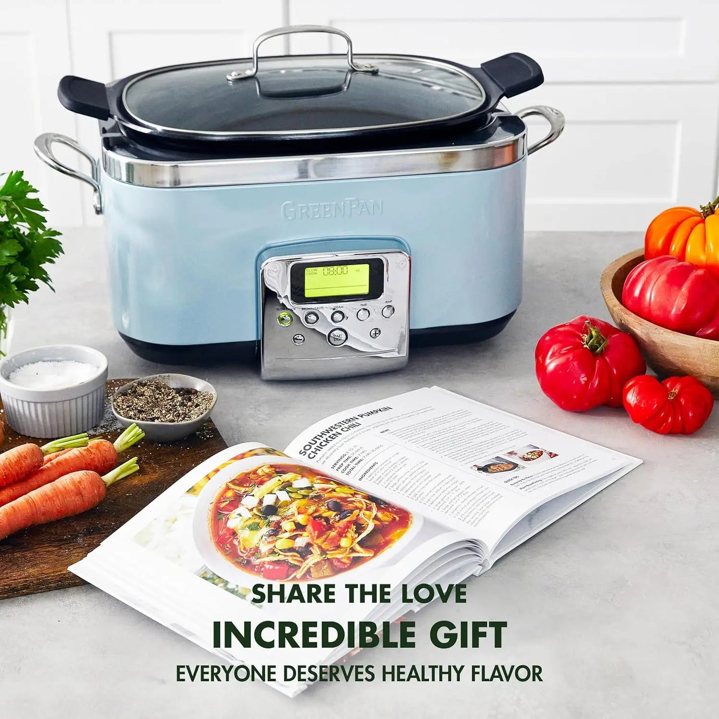 Elite 8 - in -1 Programmable 6QT Electric Slow Cooker, Dishwasher Safe Lid & Removable Crock, PFAS-Free Healthy Ceramic