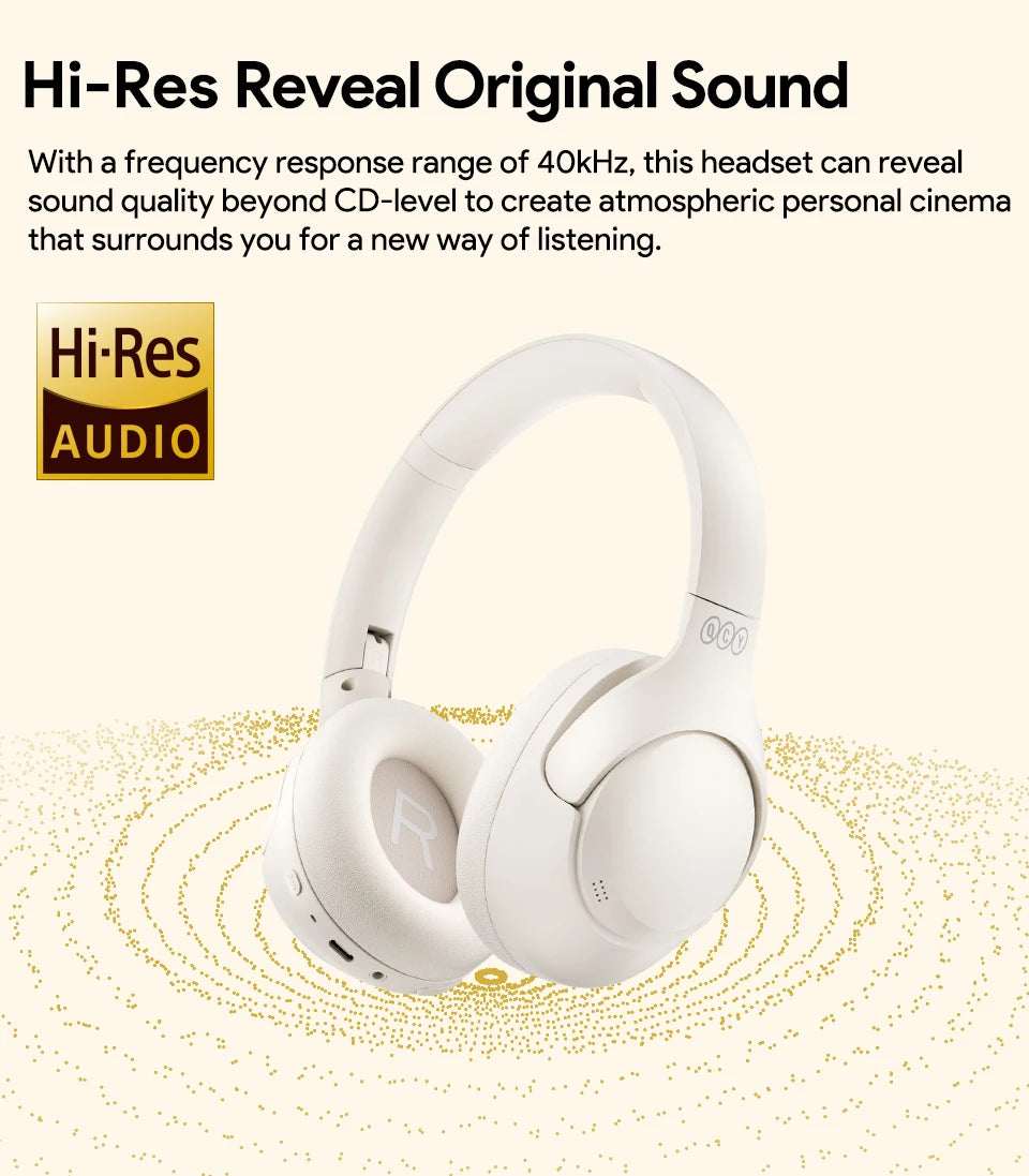 QCY H3 ANC Wireless Headphones Bluetooth 5.4 Hi-Res Audio Over Ear Headset 43dB Hybrid Active Noise Cancellation Earphones 60H