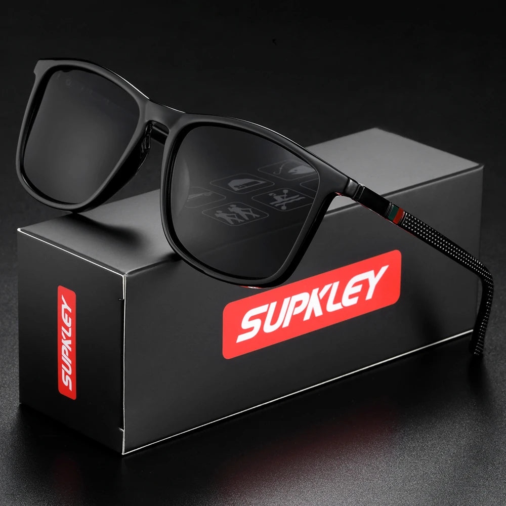 SUPKLEY Sports Sunglasses for Men Polarized Comfortable Wear Square Sun Glasses Male Lightweight Eyewear Accessory with Original