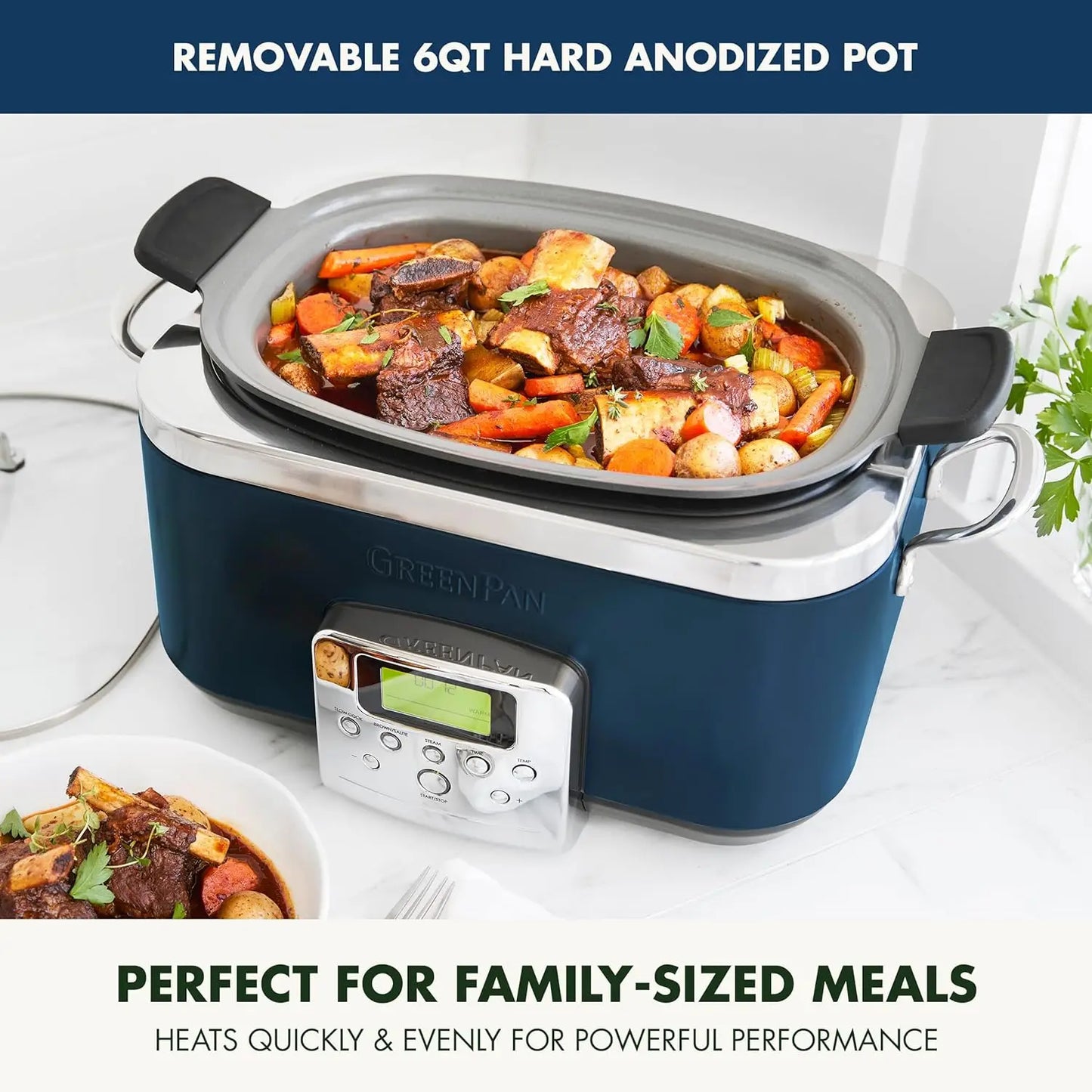 Elite 8 - in -1 Programmable 6QT Electric Slow Cooker, Dishwasher Safe Lid & Removable Crock, PFAS-Free Healthy Ceramic